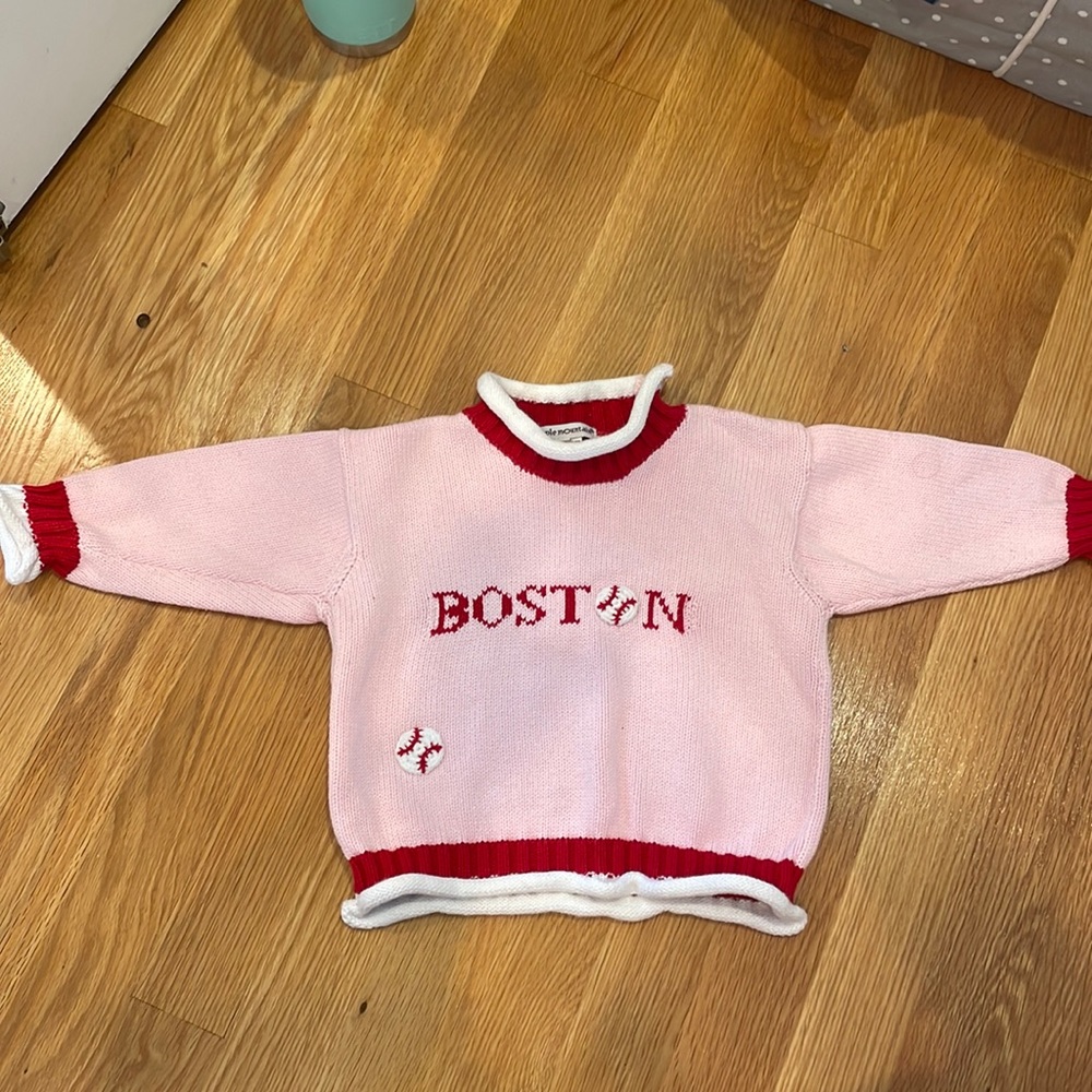 Knit Boston baseball sweater - 12m girl, EUC